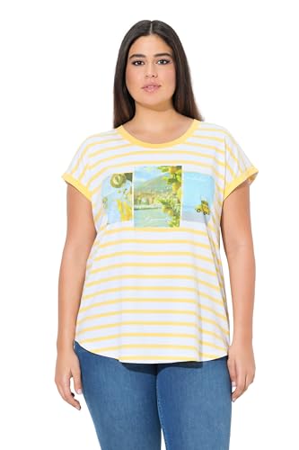 Ulla Popken Damen große Größen Übergrößen Plus Size Shirt, Ringel, Oversized, Rundhals, Halbarm Sonnengelb 46+ 838058607-46+ von Ulla Popken