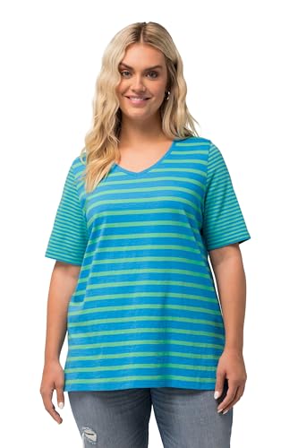 Ulla Popken Damen große Größen Übergrößen Plus Size Shirt, Ringelmix, A-Linie, V-Ausschnitt, Halbarm frühlingsgrün 50+ 814061430-50+ von Ulla Popken