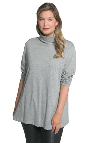 Ulla Popken Damen große Größen Übergrößen Plus Size Shirt, Rollkragen, Slim, Langarm hellgrau mélange 42+ 646813134-42+ von Ulla Popken