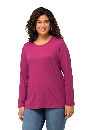 Ulla Popken Damen große Größen Übergrößen Plus Size Shirt, Slim, Rundhalsausschnitt, Langarm Dunkles Purpur 54+ 646801547-54+ von Ulla Popken