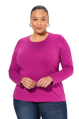 Ulla Popken Damen Shirt, Slim, Rundhalsausschnitt, Langarm, Beere, 46-48 EU von Ulla Popken