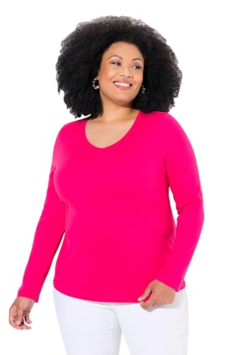 Ulla Popken Damen große Größen Übergrößen Plus Size Shirt, Slim, V-Ausschnitt, Langarm von Ulla Popken