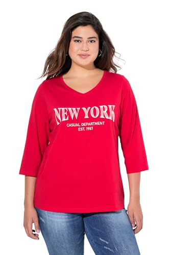 Ulla Popken Damen große Größen Übergrößen Plus Size Shirt, Stadtname, V-Ausschnitt, 3/4-Arm Lychee 50+ 826469530-50+ von Ulla Popken