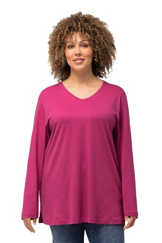 Ulla Popken Damen große Größen Übergrößen Plus Size Shirt, V-Ausschnitt, Relaxed, Langarm Dunkles Purpur 46+ 725334544-46+ von Ulla Popken