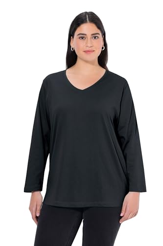Ulla Popken Damen Basic-v-shirt, Langarm T-Shirts, Schwarz, 50-52 EU von Ulla Popken