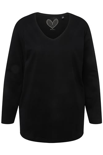 Ulla Popken Damen Basic-v-shirt, Langarm T-Shirts, Schwarz, 58-60 EU von Ulla Popken