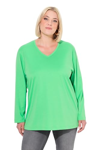 Ulla Popken Damen Shirt, V-Ausschnitt, Relaxed, Langarm Tunika-Shirt, Mintgrün, 42-44 EU von Ulla Popken