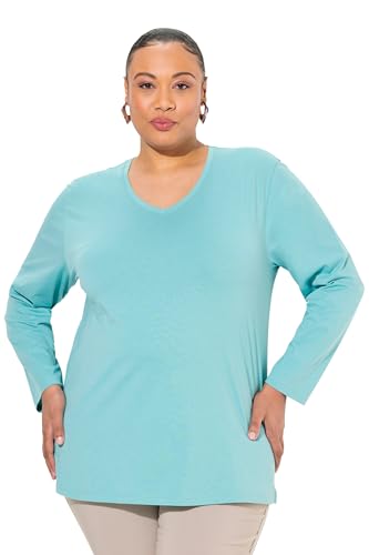 Ulla Popken Damen große Größen Übergrößen Plus Size Shirt, V-Ausschnitt, Relaxed, Langarm von Ulla Popken