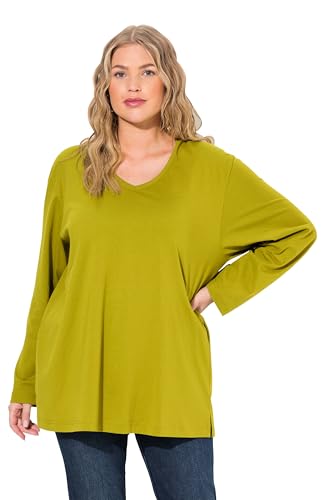 Ulla Popken Damen große Größen Übergrößen Plus Size Shirt, V-Ausschnitt, Relaxed, Langarm von Ulla Popken
