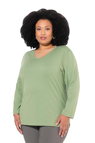 Ulla Popken Damen große Größen Übergrößen Plus Size Shirt, V-Ausschnitt, Relaxed, Langarm von Ulla Popken