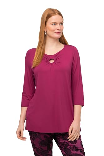 Ulla Popken Damen große Größen Übergrößen Plus Size Shirt, Zierring, Classic, V-Ausschnitt, 3/4-Arm Magenta 46+ 816831810-46+ von Ulla Popken