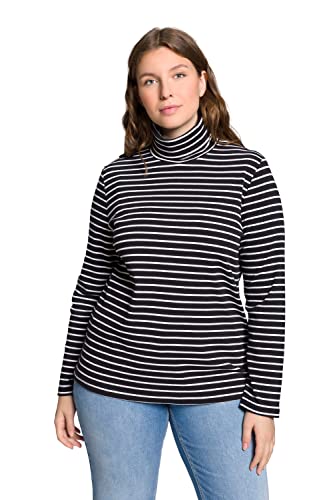 Ulla Popken Damen große Größen Übergrößen Plus Size Shirt, gerippt, Slim, Rollkragen, Langarm, Biobaumwolle Offwhite 46+ 810681200-46+ von Ulla Popken