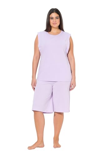 Ulla Popken Damen große Größen Übergrößen Plus Size Shorty, Zweiteiler, Rundhals, ärmellos, weites Bein zartes Lavendel 58+ 838043800-58+ von Ulla Popken