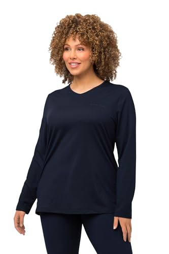 Ulla Popken Damen große Größen Übergrößen Plus Size Ski-Funktionsshirt, schnelltrocknend, Loop, Langarm Marine 42+ 751623130-42+ von Ulla Popken