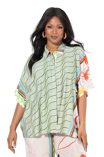 Ulla Popken Damen große Größen Übergrößen Plus Size Slinkybluse, Patch-Design, Hemdkragen, Halbarm erbse 50+ 837257420-50+ Ulla Popken Damen große Größen Übergrößen Plus Size Slinkybluse, Patch-Design, Hemdkragen, Halbarm erbse 50+ 837257420-50+ von Ulla Popken