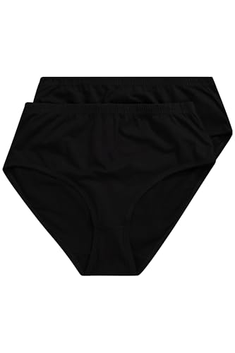 Ulla Popken Damen große Größen Übergrößen Plus Size Slips, 2er-Pack, Uni, Biobaumwolle schwarz 42+ 790727130-42+ von Ulla Popken