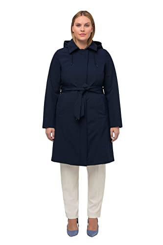 Ulla Popken Damen große Größen Übergrößen Plus Size Softshell-Trenchcoat, wasserabweisend, 2-Wege-Zipper Navy blau 50+ 817367130-50+ von Ulla Popken