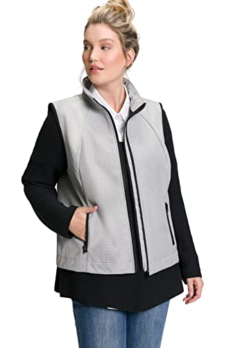 Ulla Popken Damen große Größen Übergrößen Plus Size Softshell-Weste, Fleecefutter, Stehkragen hellgrau mélange 50+ 807953134-50+ von Ulla Popken