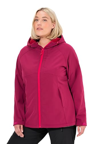 Ulla Popken Damen große Größen Übergrößen Plus Size Softshelljacke, Kapuze, Zipptaschen, Klettriegel Magenta 54+ 832356531-54+ von Ulla Popken