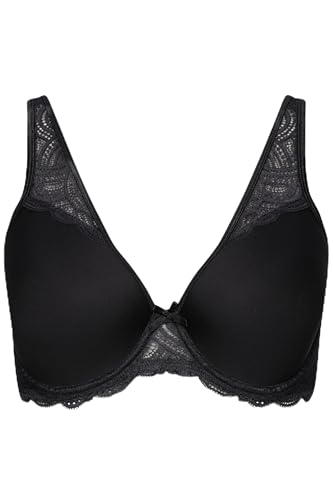 Ulla Popken Damen große Größen Übergrößen Plus Size Spacer-BH Zoe, Bügel, Spitze, Cup C - D schwarz 95D 797018100-95D von Ulla Popken