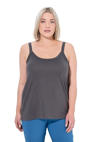 Ulla Popken Damen große Größen Übergrößen Plus Size Spaghettitop, Rundhals, Modalmix, ärmellos Graphitgrau 50+ 728664110-50+ von Ulla Popken
