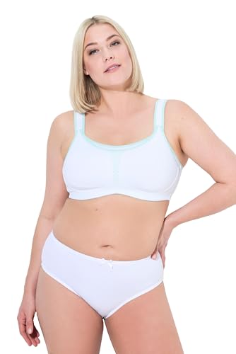 Ulla Popken Damen große Größen Übergrößen Plus Size Sport-BH, ohne Bügel, Mikrofaser, Netz-Einsatz, Cup C-D schneeweiß 110E 811535200-110E von Ulla Popken
