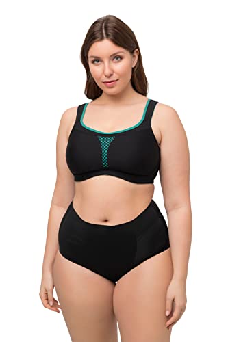 Ulla Popken Damen große Größen Übergrößen Plus Size Sport-BH, ohne Bügel, Netzeinsatz, Cup C - E Dunkles türkis 100D 792454758-100D von Ulla Popken