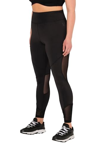 Ulla Popken Damen große Größen Übergrößen Plus Size Sport-Leggings, Mesh-Einsätze, Tasche, recycelt schwarz 50+ 832426100-50+ von Ulla Popken