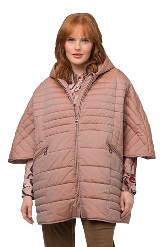 Ulla Popken Damen große Größen Übergrößen Plus Size Stepp-Cape, extraweit, Kapuze, 2-Wege-Zipper, Langarm altrosa 50-56 822235319-2+ von Ulla Popken