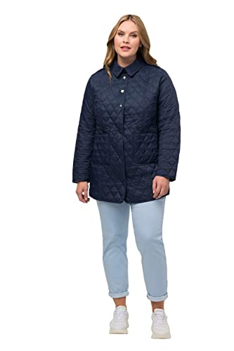 Ulla Popken Damen große Größen Übergrößen Plus Size Steppjacke, Karofutter, Slim, Hemdkragen marine 58+ 816475132-58+ von Ulla Popken