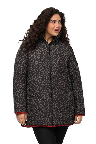 Ulla Popken Damen große Größen Übergrößen Plus Size Steppjacke, Leomuster, A-Linie, recycelt, Zipptaschen dunkelgrau 46+ 818036102-46+ von Ulla Popken