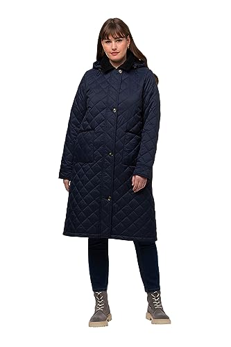 Ulla Popken Damen große Größen Übergrößen Plus Size Steppmantel, Cordkragen, Kapuze, 2-Wege-Zipper marine 46+ 819279130-46+ von Ulla Popken