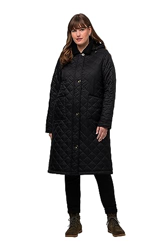 Ulla Popken Damen große Größen Übergrößen Plus Size Steppmantel, Cordkragen, Kapuze, 2-Wege-Zipper schwarz 46+ 819279100-46+ von Ulla Popken