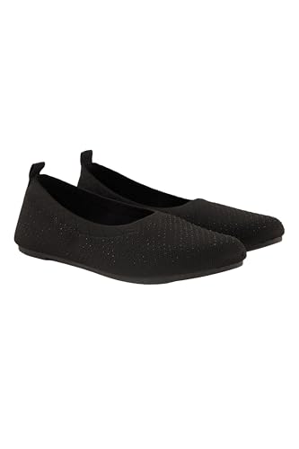 Ulla Popken Damen große Größen Übergrößen Plus Size Strick-Ballerinas, Ziersteine, Wechselfußbett, Weite H schwarz 39 838572100-39 von Ulla Popken