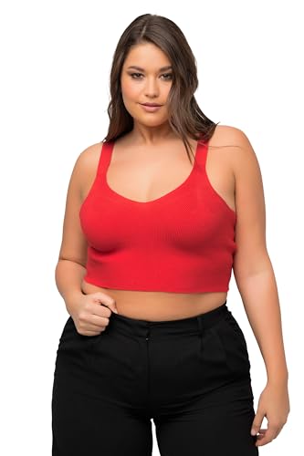 Ulla Popken Damen große Größen Übergrößen Plus Size Strick-Bustier, Rippstrick, V-Ausschnitt, breite Träger Paprika 54+ 817417526-54+ von Ulla Popken