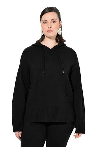 Ulla Popken Damen große Größen Übergrößen Plus Size Strick-Hoodie, Oversized, Kapuze, Langarm, Tasche schwarz 50+ 830966100-50+ von Ulla Popken