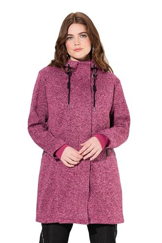 Ulla Popken Damen große Größen Übergrößen Plus Size Strickfleece-Jacke, Kapuze, 2-Wege-Zipper Dunkles Malve 42+ 831604812-42+ von Ulla Popken