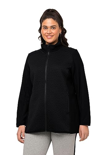 Ulla Popken Damen große Größen Übergrößen Plus Size Strickfleece-Jacke, Stickerei, Stehkragen, Zipptaschen schwarz 42+ 821412100-42+ von Ulla Popken