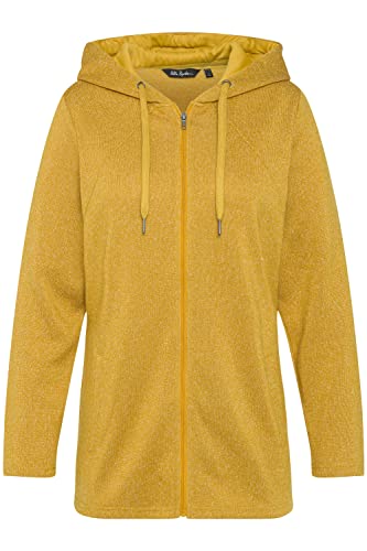 Ulla Popken Damen große Größen Übergrößen Plus Size Strickfleece-Jacke, meliert, Kapuze, Quernähte gelb 46+ 813759610-46+ von Ulla Popken