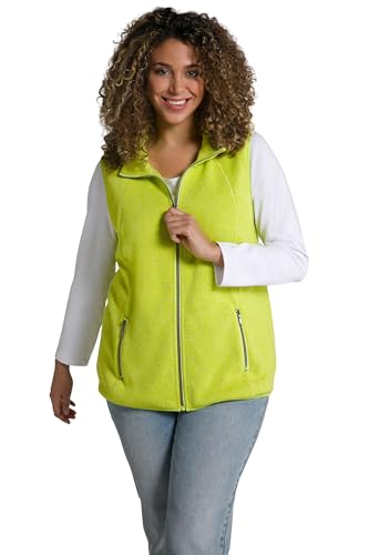 Ulla Popken Damen große Größen Übergrößen Plus Size Strickfleece-Weste, Bedruckt, Stehkragen, ärmellos Lime 42+ 805116408-42+ von Ulla Popken