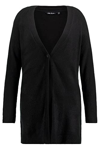 Ulla Popken Damen große Größen Übergrößen Plus Size Strickjacke, A-Linie, V-Ausschnitt schwarz 42+ 810454100-42+ von Ulla Popken