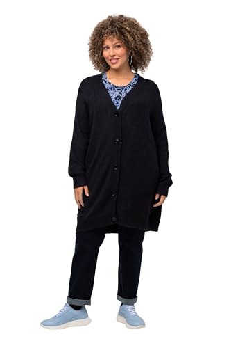 Ulla Popken Damen große Größen Übergrößen Plus Size Strickjacke, Boxy, Knöpfe, V-Ausschnitt, Feinstrick Marine 46+ 823740132-46+ von Ulla Popken