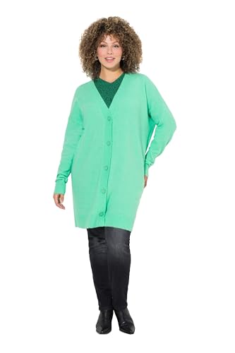Ulla Popken Damen große Größen Übergrößen Plus Size Strickjacke, Boxy Fit, V-Ausschnitt, Knopfleiste blaugrün 58+ 835734428-58+ von Ulla Popken