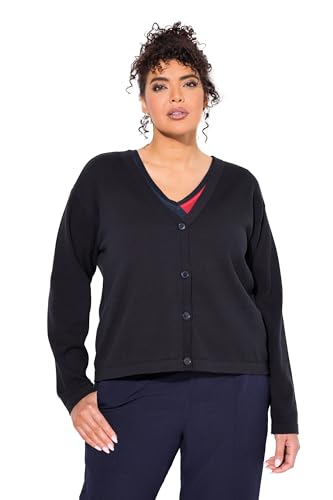 Ulla Popken Damen große Größen Übergrößen Plus Size Strickjacke, Doubleface, V-Ausschnitt, Langarm Marine 58+ 835732130-58+ von Ulla Popken