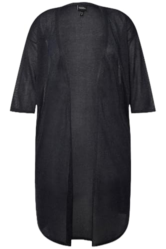 Ulla Popken Damen große Größen Übergrößen Plus Size Strickjacke, Glitter, offene Form, V-Ausschnitt Marine 50+ 832151770-50+ von Ulla Popken