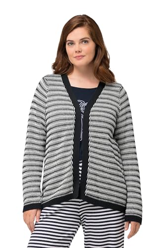 Ulla Popken Damen große Größen Übergrößen Plus Size Strickjacke, Jacquard, V-Ausschnitt, Biobaumwolle Marine 50+ 823979130-50+ von Ulla Popken