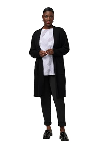 Ulla Popken Damen Strickjacke, Lange, offene Form, weicher Feinstrick, schwarz, 42/44 von Ulla Popken
