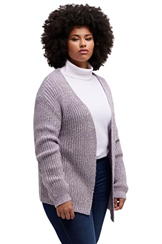 Ulla Popken Damen große Größen Übergrößen Plus Size Strickjacke, Metallic-Effekt, Oversized, Patentstrick Lavendel 54+ 812930814-54+ von Ulla Popken