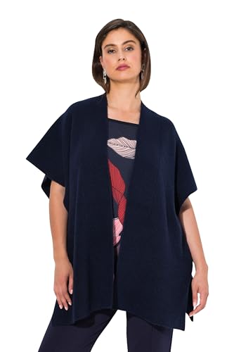 Ulla Popken Damen Strickjacke, Oversized, offenes Modell, Halbarm Pullover, Marine, 50-56 von Ulla Popken