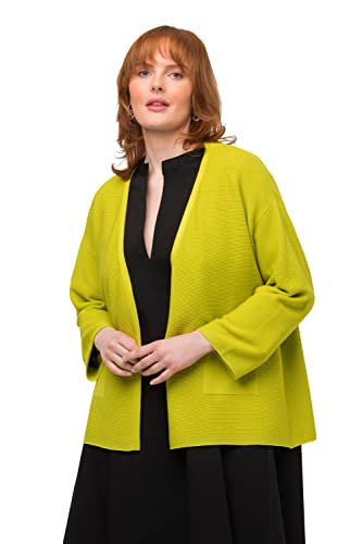 Ulla Popken Damen große Größen Übergrößen Plus Size Strickjacke, Querrippen, Oversized, V-Ausschnitt, 3/4-Arm Pistazie 46+ 817048410-46+ von Ulla Popken